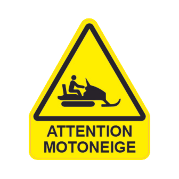 Panneau Triangle DIBOND Danger Texte "Attention motoneige" TRI-DIB150-TX